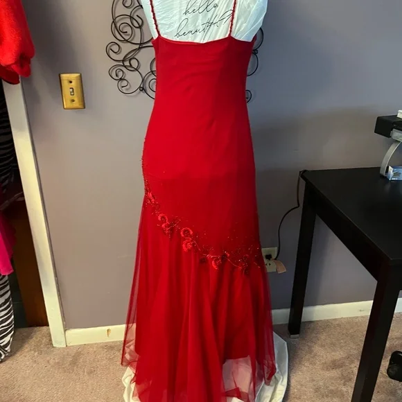 Wrapped in Red Embroidered Gown - Picture 2 of 10